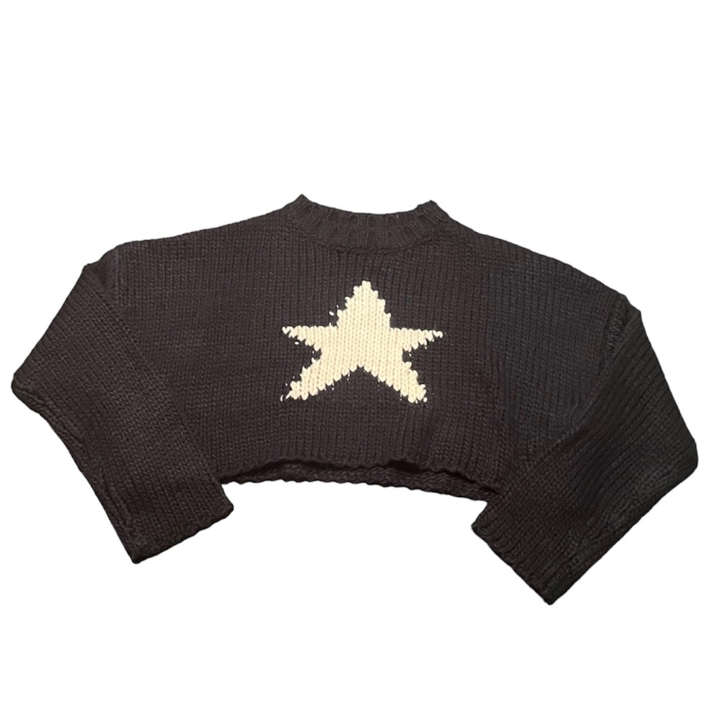 Y2K Edikted Mega Star Graphic Cropped Sweater